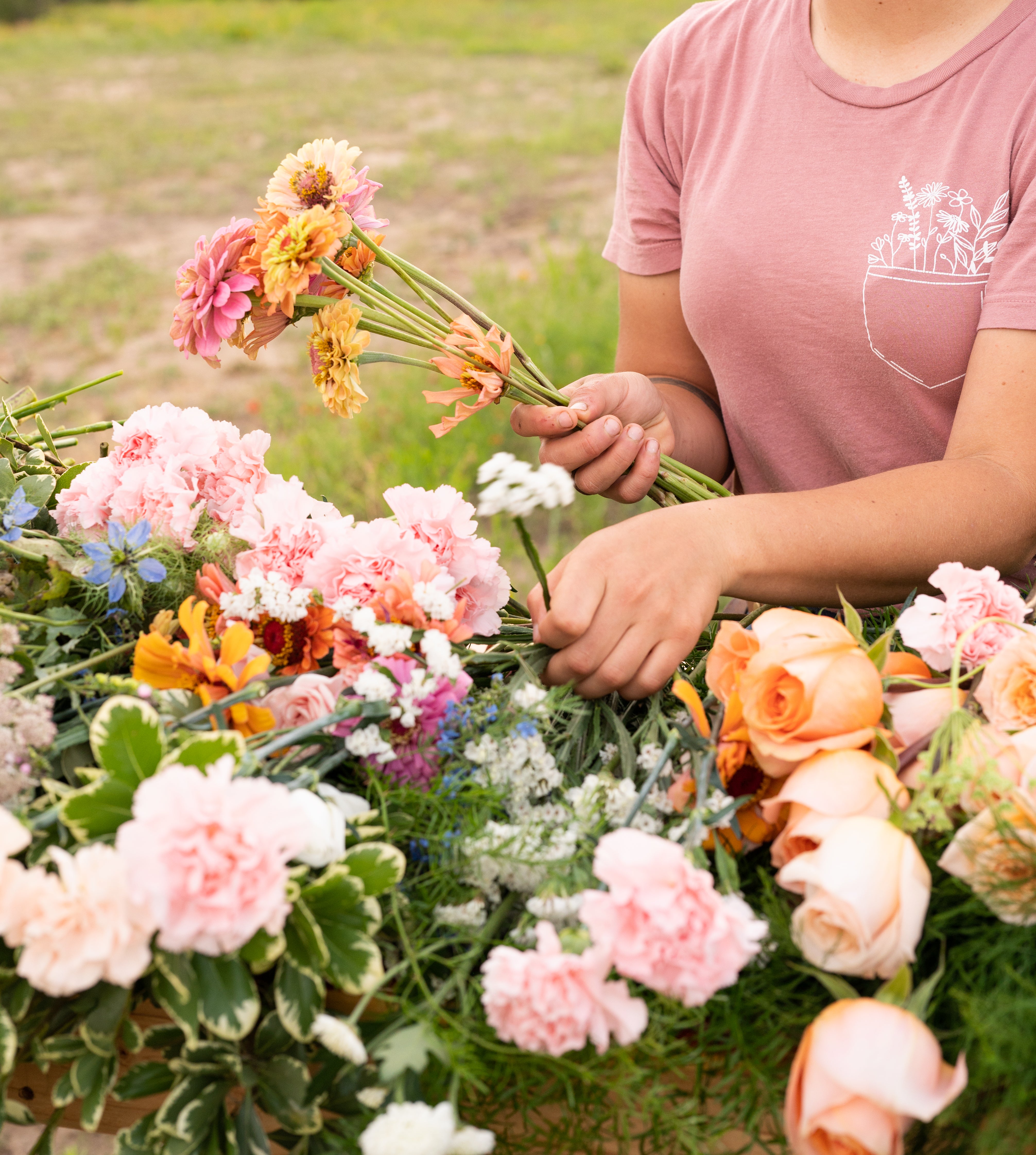 Flower Arranging with Fresh Flowers Holding Fresh Flowers in