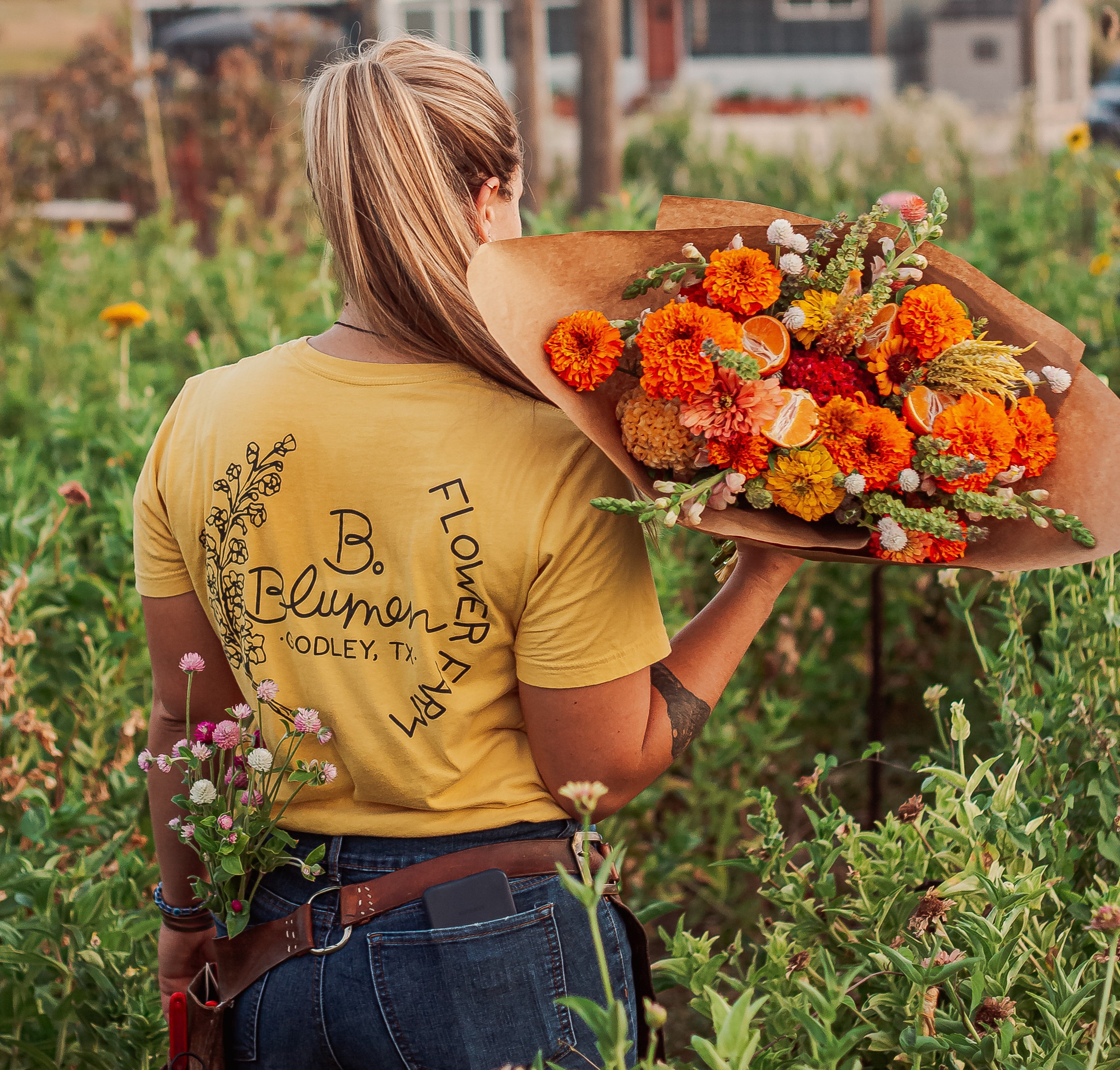 Yellow shirt hot sale with flowers